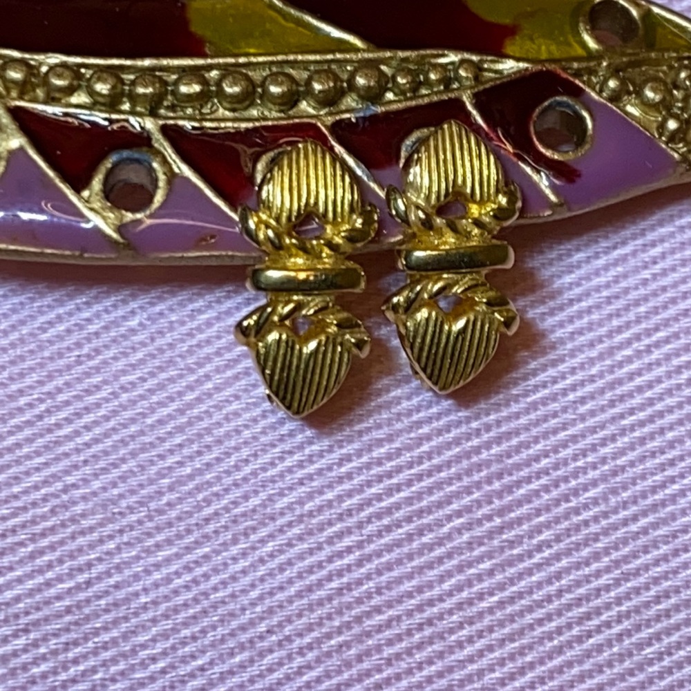 Vintages 14k Double Heart yellow gold Earrings